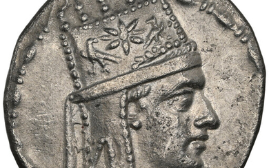 Ancients: , ARMENIAN KINGDOM. Tigranes II the Great (95-56 BC). AR tetradrachm (28mm, 15.89 gm, 1h). NGC AU 4/5 - 3/5....