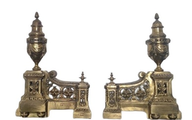 Andirons/Chenets - Louis XVI Style - Bronze (gilt) - 19th century