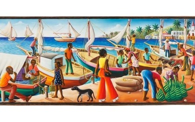 Andre Normil (Haitian/Port-au-Prince, 1934-2014) Waterfront Scene