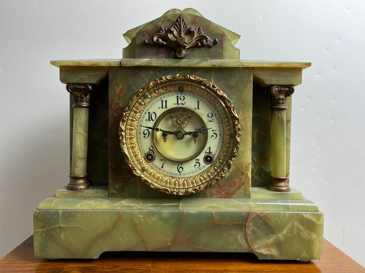 Ansonia Green Marble Mantel Clock 1882
