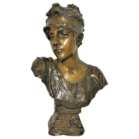 Antique Bust, Art Nouveau by Villanis Bronze Medium