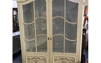 Antique French Louis XVI Style 2-Door White Display Cabinet/...