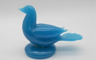 Antique French Opaline Blue Bird Figure