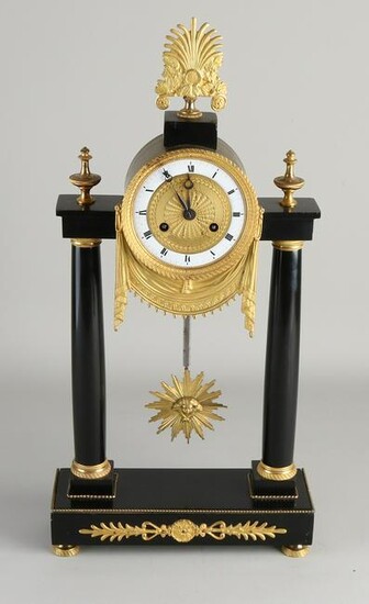 Antique French black marble Louis Seize portal clock