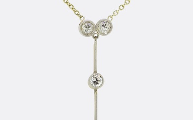Antique Old Cut Diamond Drop Necklace
