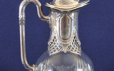 Antique Silber caraffe/ cut glass with baroque style silver top - .800 silver - Germany - Early 20th century