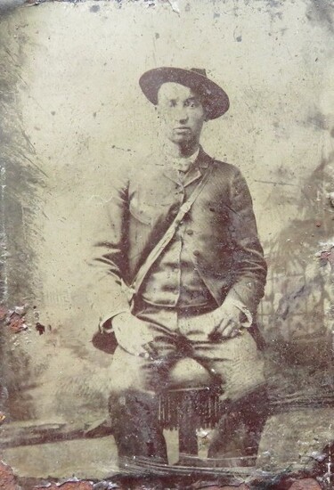 Antique Tin Type Photo, African American, Civil War