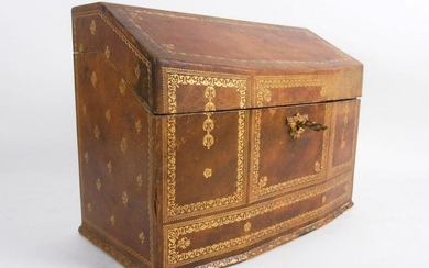 Antique Tooled Leather Letter Box, 19th Century