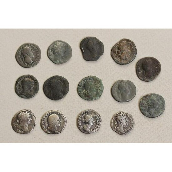 Antique set denarius 14 coins silver copper Roman