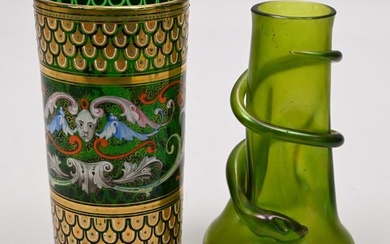 Art Glass Enamelled Vase and a Loetz Glass Vase