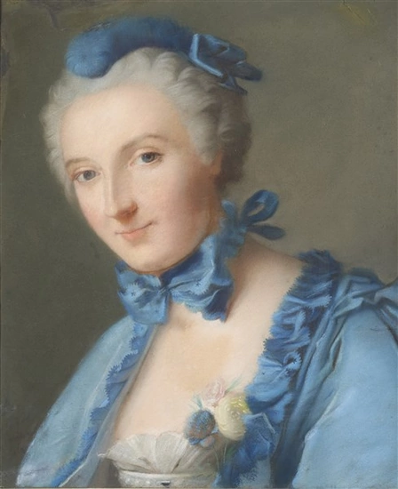 Artista francese del secolo XVIII Ritratto di dama Pastello su carta applica