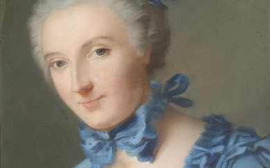 Artista francese del secolo XVIII Ritratto di dama Pastello su carta applica