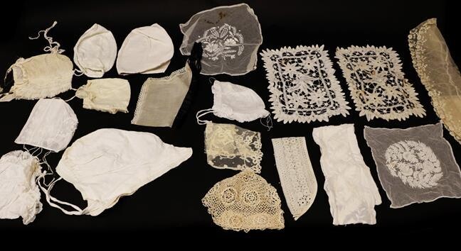 Assorted Late 19th/Early 20th Century Cotton Baby Bonnets, with lace...