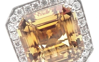 Authentic! Pasquale Bruni 18k White Gold Diamond Citrine Large Ring