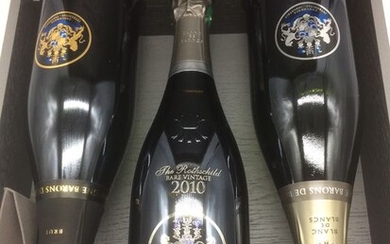 Barons de Rothschild - Luxurious Box Set: 2010 Rare Vintage &amp; Blanc de Blancs &amp; Brut - Champagne - 3 Bottles (0.75L)