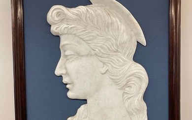 Bas-relief - female profile - Marble, Wood - Early 20th century