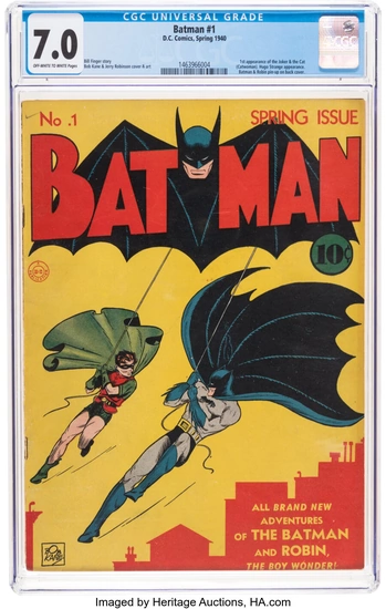 Batman #1 (DC, 1940) CGC FN/VF 7.0 Off-white to...