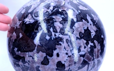 Beautiful merlinite gabbro Sphere - 180×180×180 mm - 8879 g