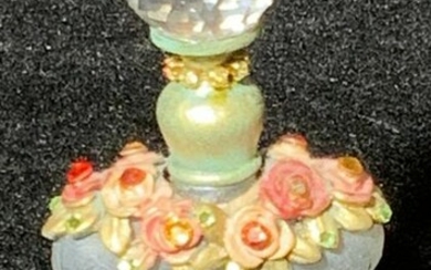 Bejeweled Heart Form Glass Perfume Bottle