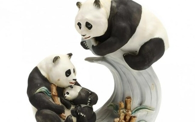 Bisque Ceramic Panda Composition