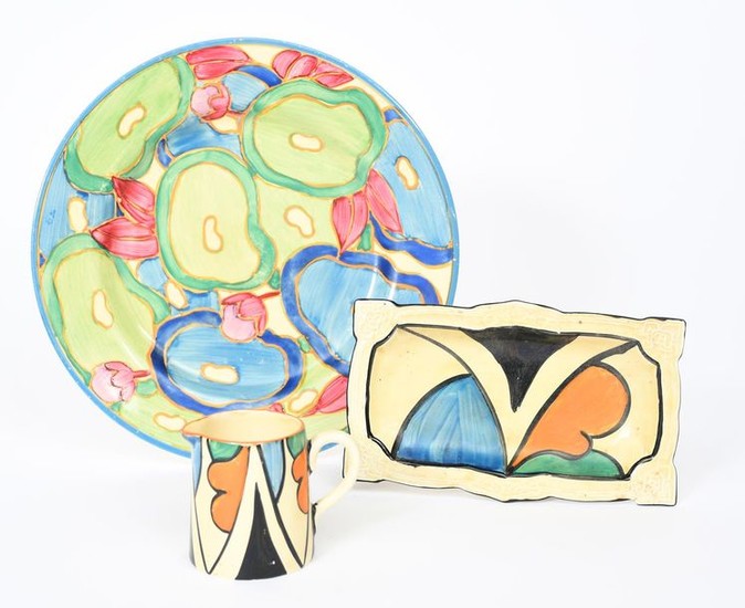 Blue Chintz' a Clarice Cliff Bizarre plate, painted...