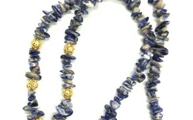 Blue Soladite Necklace w Jintai Sapphire Pendant