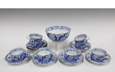 Blue and white dragon and pearl of wisdom pattern teaset hig...