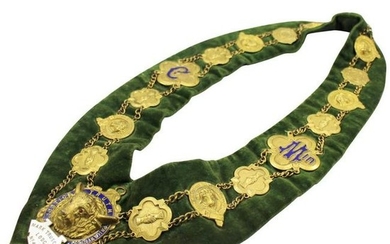 Brass & Enamel Velvet Lodge Chain Masonic Regalia