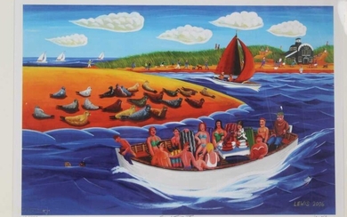 Brian Lewis (b.1947) signed limited edition print - Seal Trip V, 13/500, 29cm x 42cm, mounted