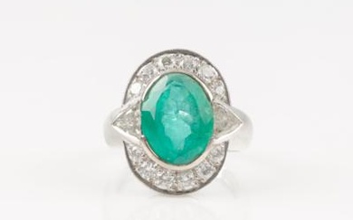 Brillant Diamant Smaragdring Diamanten zus. ca. 1,10 ct