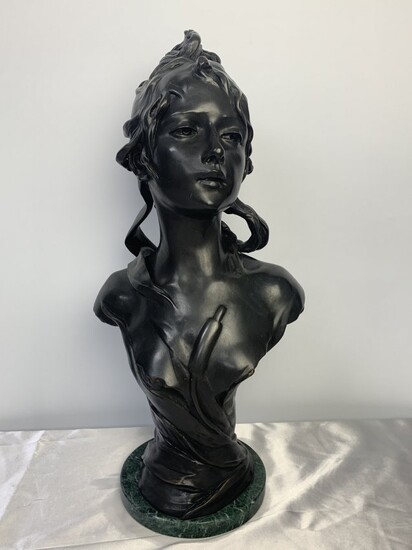 Bronze Bust of Woman Sculpture by Anton K. Nelson