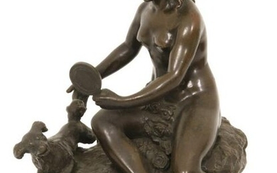 Bronze Sculpture of a Woman with Dog