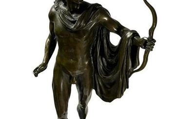 Bronze on Marble of Apollo The Greek God Archer Mythology Bronze Statue
