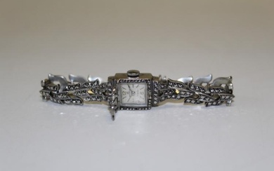 Bucherer, an early 20th century lady's marcasite cocktail watch, seventeen...