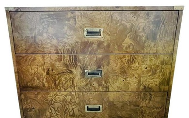 Burlwood Campaign Chest, Nightstand or End Table