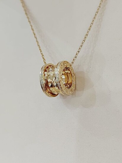 Bvlgari BZero1 rock Yellowgold Diamonds - 18 kt. Gold, Yellow gold - Necklace, Necklace, Necklace with pendant, Pendant - 0.38 ct Diamond - Diamonds