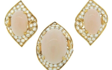 Bvlgari Coral Diamond Gold RING and EARRINGS Set