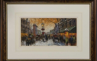 CARRIAGES IN THE STREET, A PASTEL BY ANTHONY ORME