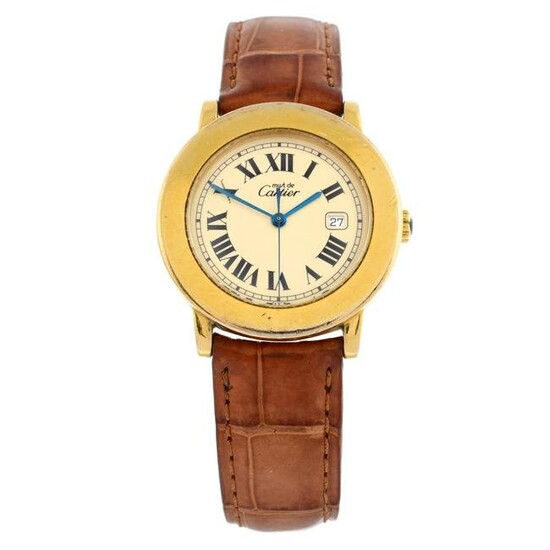 CARTIER - a Must de Cartier wrist watch. Gold plated silver case. Case width 32mm. Reference 18001