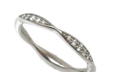 CHANEL Pt950 Platinum Camellia Half Eternity Ring J10835 Diamond 2.8g Ladies
