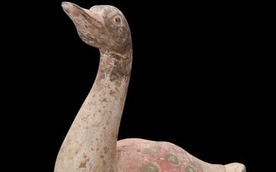 CHINESE HAN DYNASTY TERRACOTTA GOOSE ON BRONZE LEGS - TL TESTED
