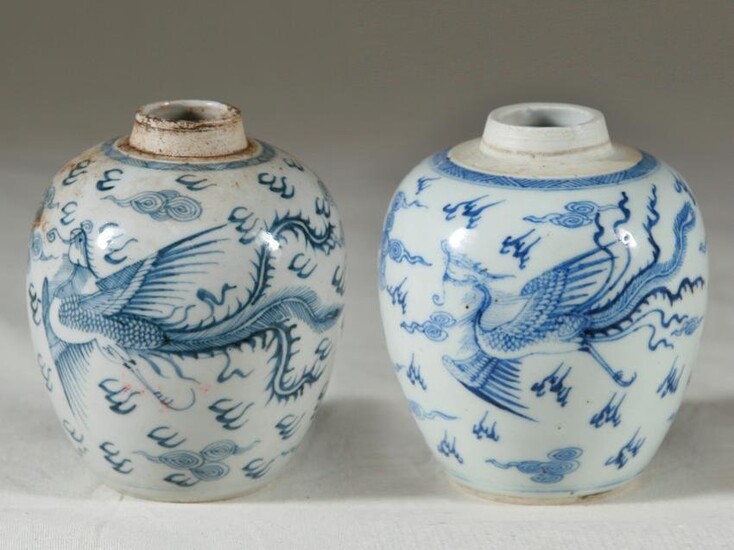 2 Chinese Blue & White Jarlets, 19th Century