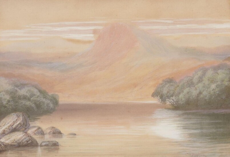 C.W. Burnside, British school, early 20th century, untitled landscape, watercolour and bodycolour, mounted, glazed and framed, 27cm x 18.5cm Provenance: Gifted to the current owner by H.H. Maharaja Digveerendrasinh Ji of Vansda