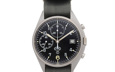 CWC. A stainless steel military manual wind calendar chronograph wristwatch...