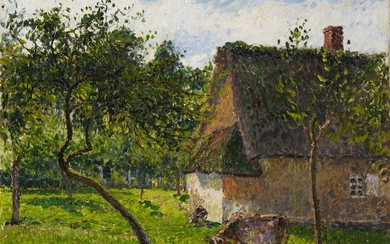 Camille Pissarro - Verger à Varengeville avec vache (Un clos à Varengeville)