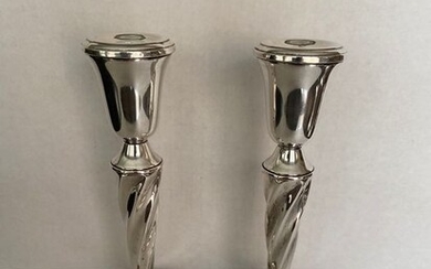 Candlestick, American Garden silversmith sterling silver barley twist stem weighted candle holders (2) - .925 silver - Garden silversmith - U.S. - 1930-1950