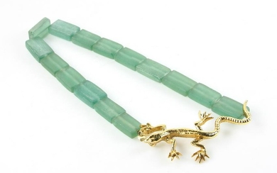 Cast Glass and Gold-Filled Lizard Necklace