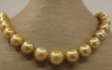 Certified Golden South Sea Pearls - Huge Size - 12.0x16.1mm - Necklace