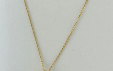 Chain and its heart pendant in two 750°/°°° gold enhanced with diamonds, Gross weight: 4,50g