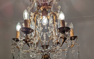 Chandelier - wrought iron and crystals